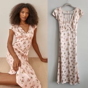 Reformation Pink Floral Midi Dress